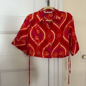 Pink and Orange Psychedelic Print Top